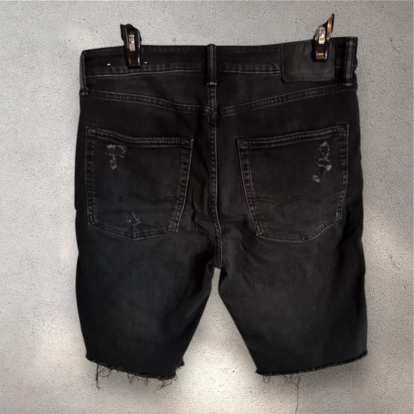 American Eagle Outfitters Distressed Black Denim Shorts Men's 31 Modern Utility - Picture 3 of 11